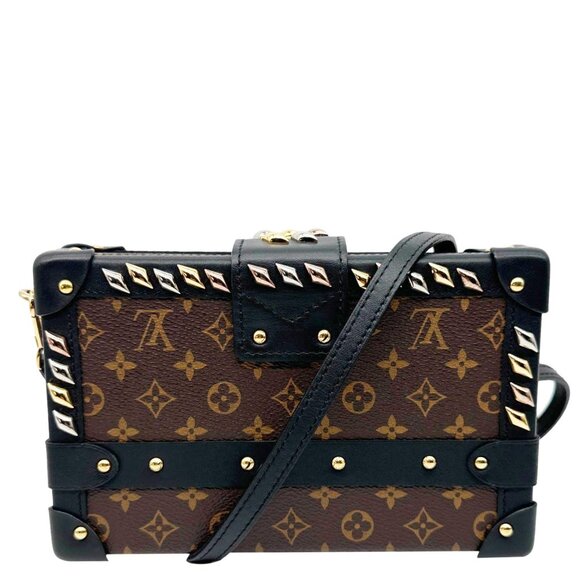 Louis Vuitton  Studded Petite Malle Monogram Canvas Shoulder Bag Brown - Picture 3 of 11